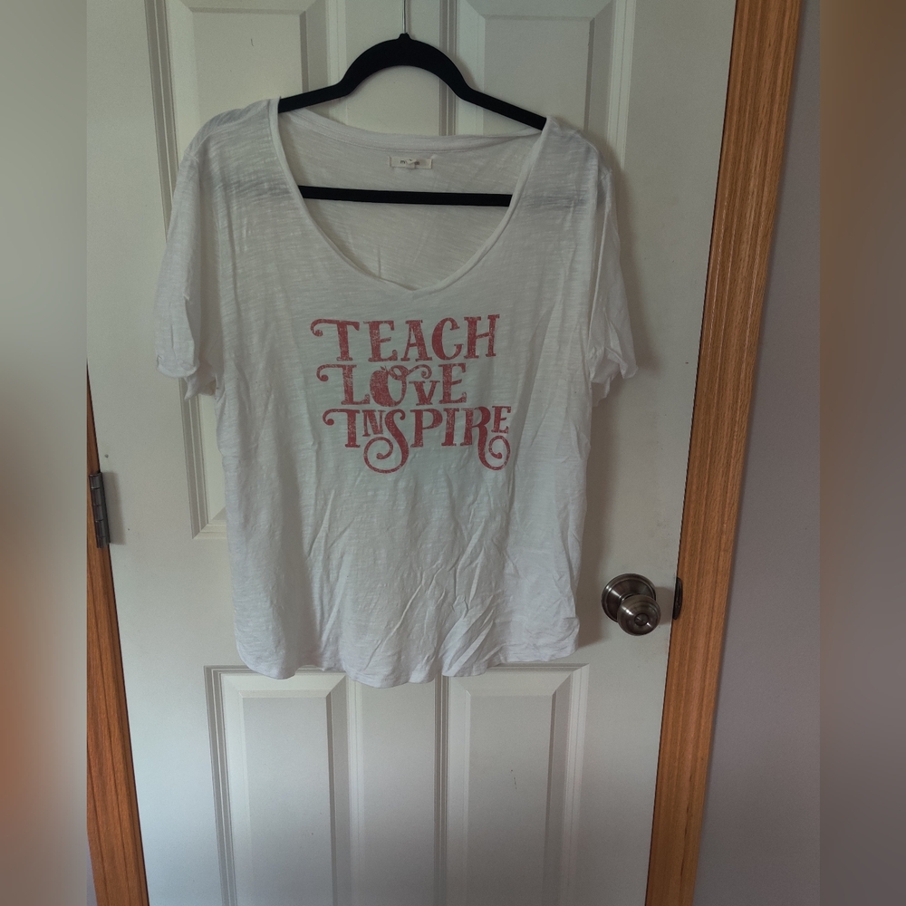 White T-Shirt with Red Graphic